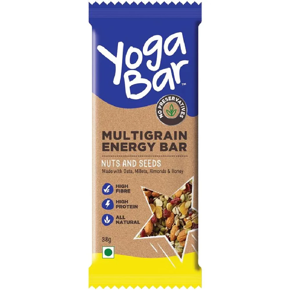 Yoga Bar Multigrain Energy Bar - Nuts & Seeds, Healthy Snack, High In Protein & Fibre, 38 g-1.webp